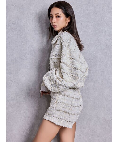 GYDA（ジェイダ）の「Symmetry GYDAラメツイードジャケット（その他アウター・レディース・ブラック/アイボリー/ミント・FREE）」の11枚目の写真