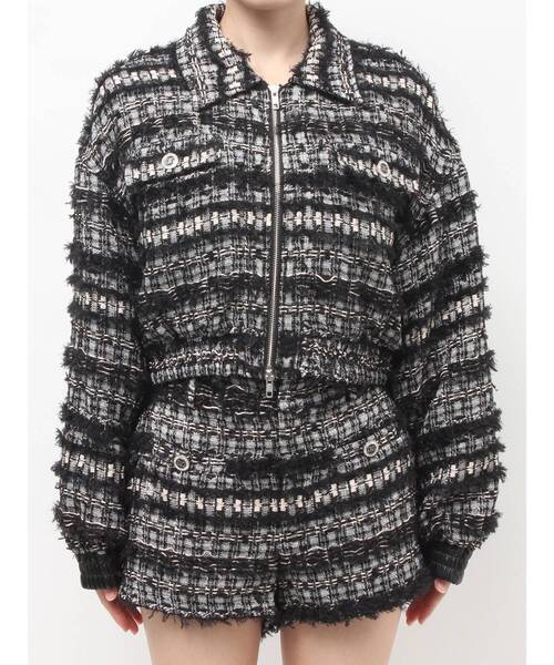 GYDA（ジェイダ）の「Symmetry GYDAラメツイードジャケット（その他アウター・レディース・ブラック/アイボリー/ミント・FREE）」の19枚目の写真