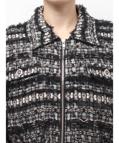 GYDA（ジェイダ）の「Symmetry GYDAラメツイードジャケット（その他アウター・レディース・ブラック/アイボリー/ミント・FREE）」の22枚目の写真