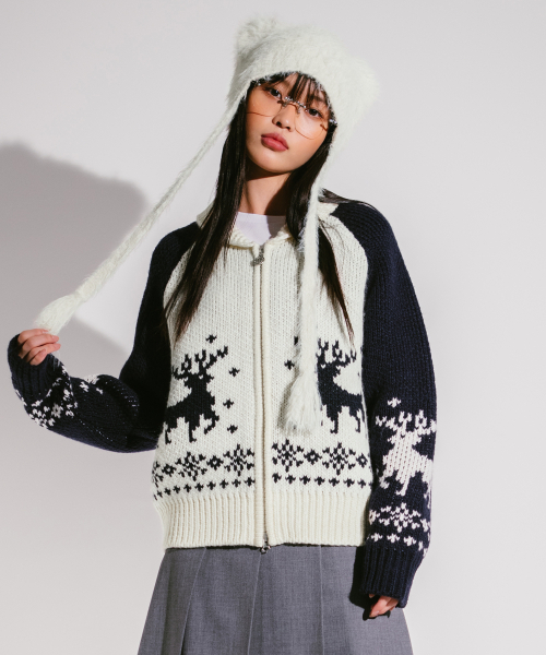 LMCの「WM DEER COWICHAN ZIP-UP CARDIGAN ivory(カーディガン/ボレロ・レディース・その他・S/M)」の1枚目の写真