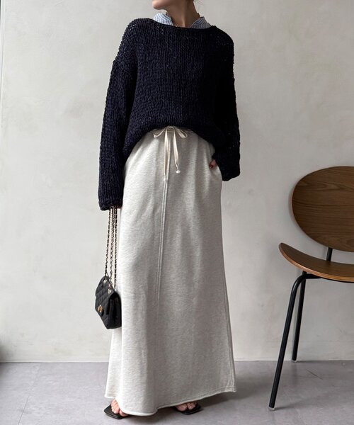 DouDou（ドゥドゥ）の「ハンドメイドテープヤーンニット（ニット/セーター・レディース・ライトグレー/ネイビー/ブルー・FREE）」の11枚目の写真