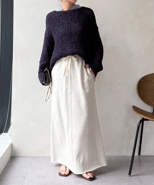 DouDou（ドゥドゥ）の「ハンドメイドテープヤーンニット（ニット/セーター・レディース・ライトグレー/ネイビー/ブルー・FREE）」の14枚目の写真