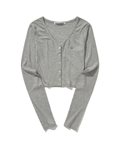 DAUSPICE（ディーオスピス）の「(DUC) V-Neck Crop Cardigan Gray（カーディガン/ボレロ・レディース・グレー・ONE SIZE）」の3枚目の写真
