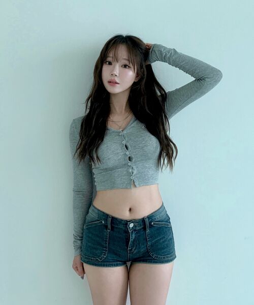 DAUSPICE（ディーオスピス）の「(DUC) V-Neck Crop Cardigan Gray（カーディガン/ボレロ・レディース・グレー・ONE SIZE）」の6枚目の写真
