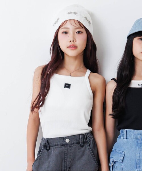 algy（アルジー）の「パッド付きタンク（タンクトップ・キッズ・オフホワイト/ブラック/アイボリー/カーキ・130/140/150/160）」の2枚目の写真