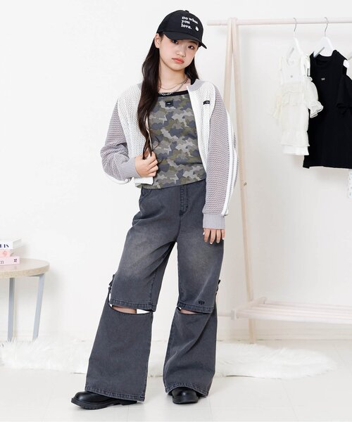 algy（アルジー）の「パッド付きタンク（タンクトップ・キッズ・オフホワイト/ブラック/アイボリー/カーキ・130/140/150/160）」の12枚目の写真