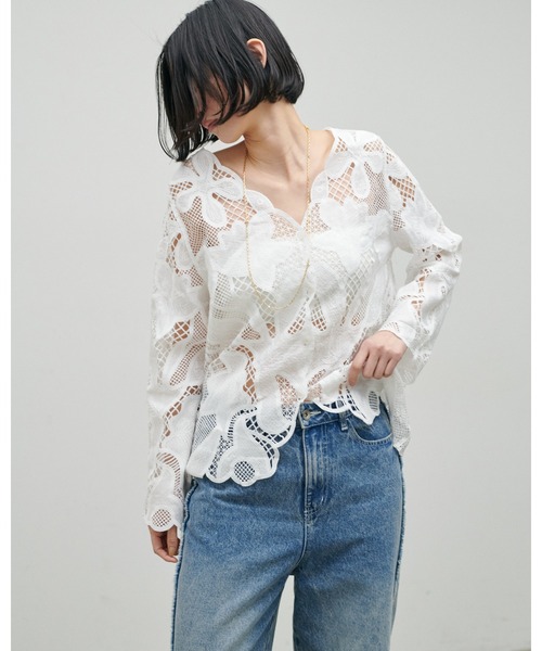 LARUTA(ラルータ)の「【LARUTA】フラワー刺繍レースブラウス(シャツ/ブラウス・レディース・ブラウン/ブラック/オフホワイト・FREE)」の20枚目の写真
