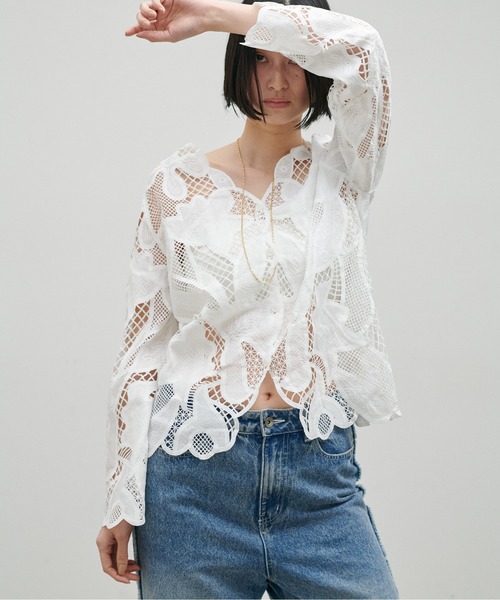 LARUTA(ラルータ)の「【LARUTA】フラワー刺繍レースブラウス(シャツ/ブラウス・レディース・ブラウン/ブラック/オフホワイト・FREE)」の21枚目の写真