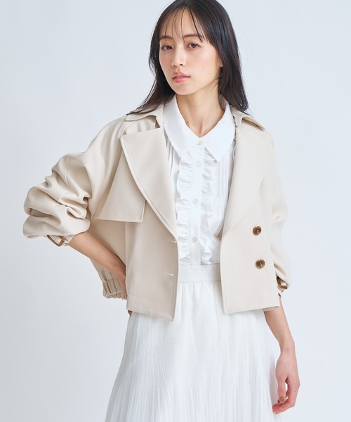 NOELA（ノエラ）の「ラグランショートトレンチ（その他アウター・レディース・オフホワイト/ベージュ/モカ・S/M）」の2枚目の写真