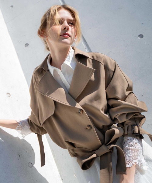 NOELA（ノエラ）の「ラグランショートトレンチ（その他アウター・レディース・オフホワイト/ベージュ/モカ・S/M）」の3枚目の写真