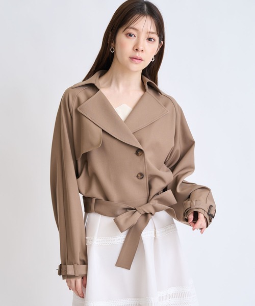 NOELA（ノエラ）の「ラグランショートトレンチ（その他アウター・レディース・オフホワイト/ベージュ/モカ・S/M）」の4枚目の写真