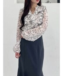 MERCURYDUO | ダブルラッフルバイカラーパイピングブラウス(シャツ/ブラウス)