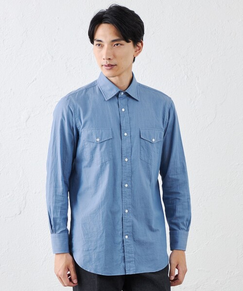 S.ESSENTIALS(エスエッセンシャルズ)の「2ポケットシャンブレーシャツ(シャツ/ブラウス・メンズ・ネイビー・42/40/41/39)」の1枚目の写真