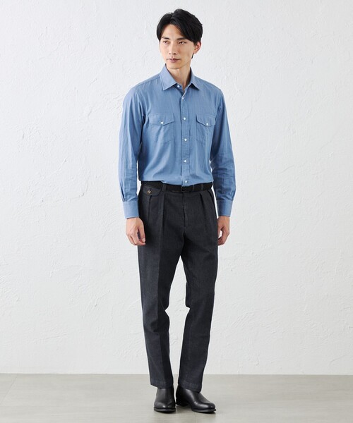 S.ESSENTIALS(エスエッセンシャルズ)の「2ポケットシャンブレーシャツ(シャツ/ブラウス・メンズ・ネイビー・42/40/41/39)」の2枚目の写真