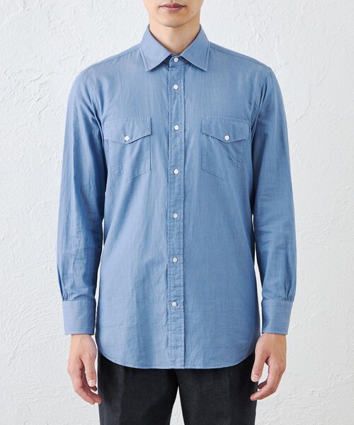 S.ESSENTIALS(エスエッセンシャルズ)の「2ポケットシャンブレーシャツ(シャツ/ブラウス・メンズ・ネイビー・42/40/41/39)」の3枚目の写真