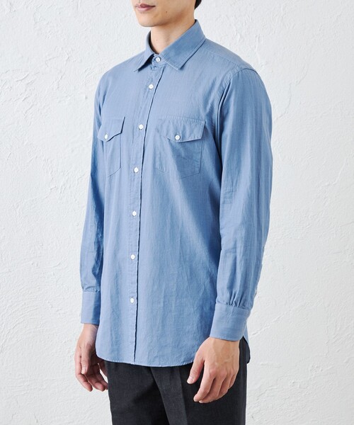 S.ESSENTIALS(エスエッセンシャルズ)の「2ポケットシャンブレーシャツ(シャツ/ブラウス・メンズ・ネイビー・42/40/41/39)」の4枚目の写真