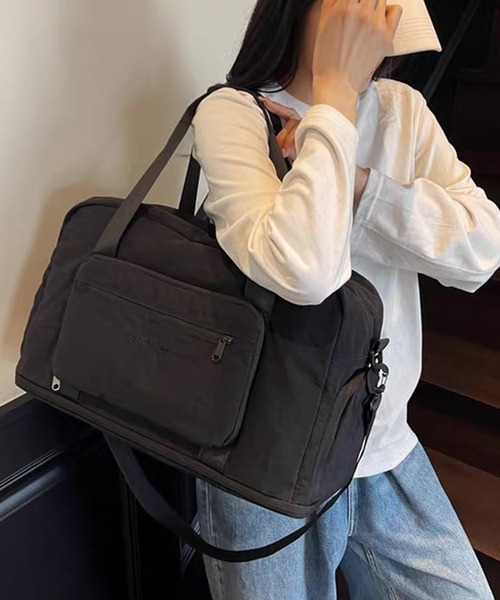 shopnikoniko(ショップニコニコ)の「トラベルバッグ 1段階膨張 シューズ収納付き キャリーオン ボストンバッグ(スーツケース/キャリーバッグ・レディース・ブラック/グレー・フリー)」の4枚目の写真