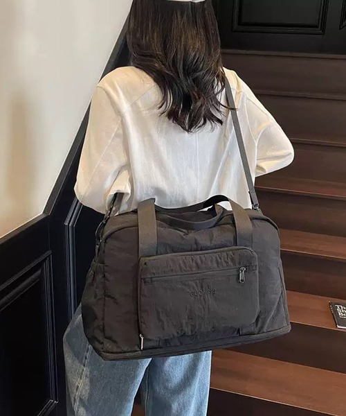 shopnikoniko(ショップニコニコ)の「トラベルバッグ 1段階膨張 シューズ収納付き キャリーオン ボストンバッグ(スーツケース/キャリーバッグ・レディース・ブラック/グレー・フリー)」の5枚目の写真