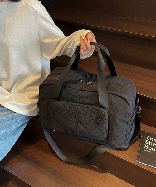 shopnikoniko(ショップニコニコ)の「トラベルバッグ 1段階膨張 シューズ収納付き キャリーオン ボストンバッグ(スーツケース/キャリーバッグ・レディース・ブラック/グレー・フリー)」の6枚目の写真