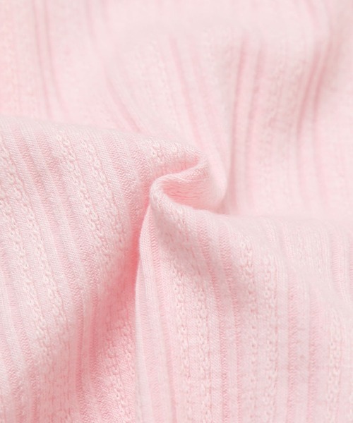 la poche biscuit（ラポシェビスキュイ）の「【UV・冷房対策/お花ボタン】リボン付き リブカーディガン（七分袖）（カーディガン/ボレロ・キッズ・オフホワイト/サックスブルー/ピンク・100/120/110/130/80/90/140）」の7枚目の写真