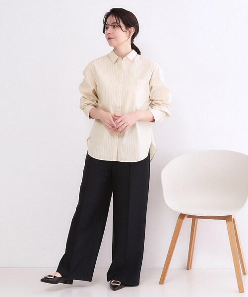 OPAQUE.CLIP（オペークドットクリップ）の「レギュラーカラーシャツ/ストライプアソート【洗濯機OK】（シャツ/ブラウス・レディース・ピンク/ライトブルー/イエロー系その他4/サックスブルー系2/ホワイト・38/40）」の9枚目の写真