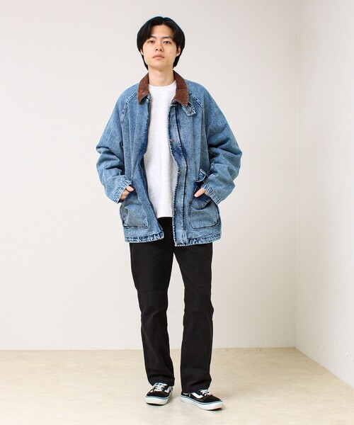 GLOSTER（グロスター）の「【ダック地/デニム】衿コール カバーオール（カバーオール・メンズ・ベージュ/インディゴブルー・L/M）」の3枚目の写真