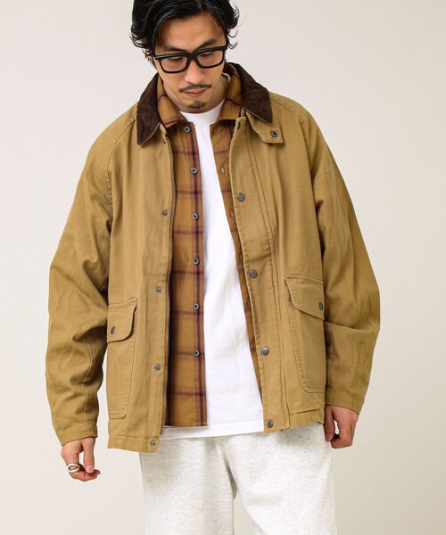 GLOSTER（グロスター）の「【ダック地/デニム】衿コール カバーオール（カバーオール・メンズ・ベージュ/インディゴブルー・L/M）」の5枚目の写真