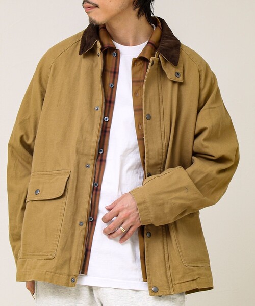 GLOSTER（グロスター）の「【ダック地/デニム】衿コール カバーオール（カバーオール・メンズ・ベージュ/インディゴブルー・L/M）」の6枚目の写真