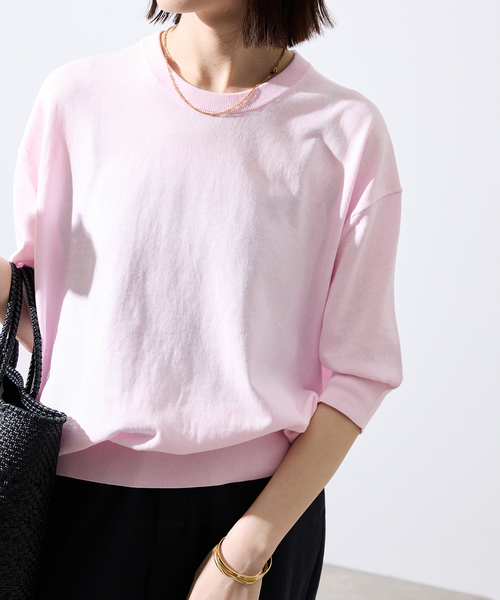 シリーズあり/》コットンキュプラハーフスリーブプルオーバー（ニット