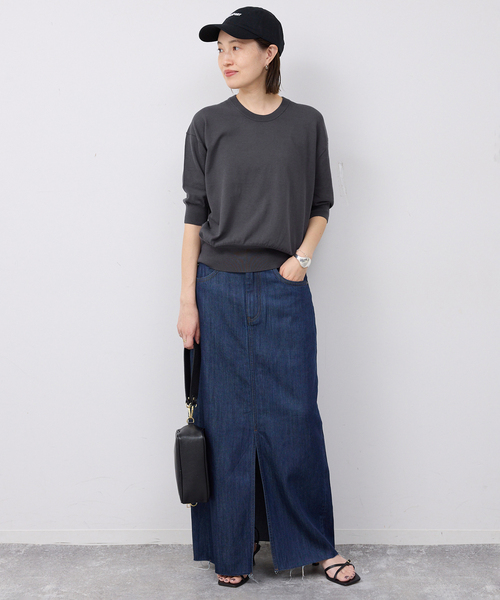 SLOBE IENA（スローブイエナ）の「《シリーズあり》コットンキュプラハーフスリーブプルオーバー（ニット/セーター・レディース・ベージュ/ピンク/チャコールグレー/アイボリー・FREE）」の20枚目の写真