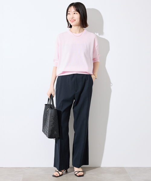 SLOBE IENA(スローブイエナ)の「《シリーズあり》コットンキュプラハーフスリーブプルオーバー(ニット/セーター・レディース・ベージュ/ピンク/チャコールグレー/アイボリー・FREE)」の10枚目の写真
