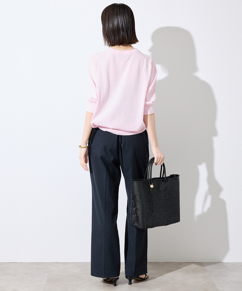 SLOBE IENA(スローブイエナ)の「《シリーズあり》コットンキュプラハーフスリーブプルオーバー(ニット/セーター・レディース・ベージュ/ピンク/チャコールグレー/アイボリー・FREE)」の11枚目の写真