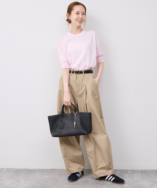 SLOBE IENA(スローブイエナ)の「《シリーズあり》コットンキュプラハーフスリーブプルオーバー(ニット/セーター・レディース・ベージュ/ピンク/チャコールグレー/アイボリー・FREE)」の13枚目の写真