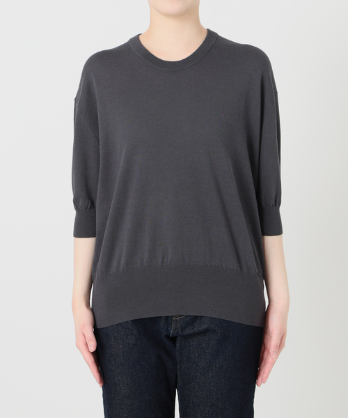 SLOBE IENA（スローブイエナ）の「《シリーズあり》コットンキュプラハーフスリーブプルオーバー（ニット/セーター・レディース・ベージュ/ピンク/チャコールグレー/アイボリー・FREE）」の5枚目の写真