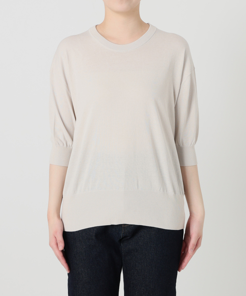 SLOBE IENA（スローブイエナ）の「《シリーズあり》コットンキュプラハーフスリーブプルオーバー（ニット/セーター・レディース・ベージュ/ピンク/チャコールグレー/アイボリー・FREE）」の12枚目の写真