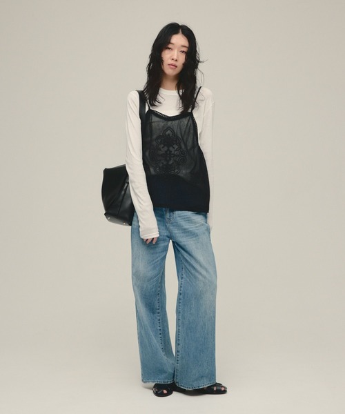 eL（エル）の「【eL】Mesh Lace Embroidery Cami/645575（キャミソール・レディース・オフホワイト/ブラック・FREE）」の17枚目の写真