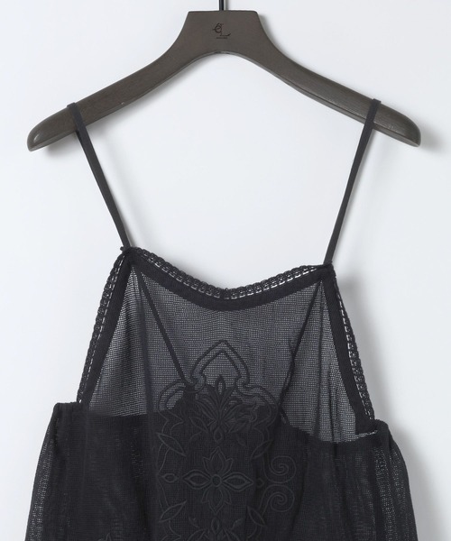 eL（エル）の「【eL】Mesh Lace Embroidery Cami/645575（キャミソール・レディース・オフホワイト/ブラック・FREE）」の10枚目の写真