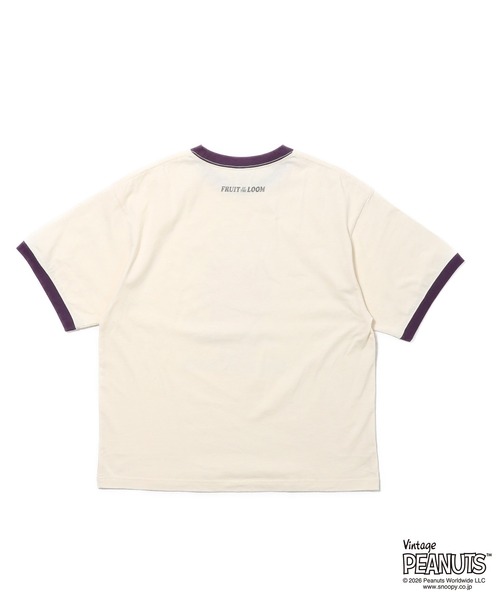 FRUIT OF THE LOOM(フルーツオブザルーム)の「【FRUIT OF THE LOOM】FTL x PEANUTS 19/-スラブ天竺4 / ピーナッツ スヌーピー 半袖Tシャツ(Tシャツ/カットソー・メンズ・アイボリー・S/L/M)」の2枚目の写真
