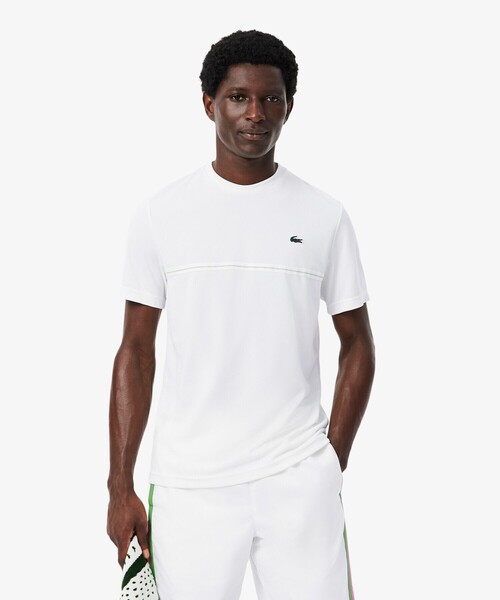 LACOSTE(ラコステ)の「UVカット ウルトラドライ バックプリント鹿の子地Tシャツ(Tシャツ/カットソー・メンズ・ホワイト/ネイビー・3/4/5)」の2枚目の写真
