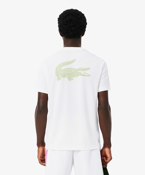 LACOSTE(ラコステ)の「UVカット ウルトラドライ バックプリント鹿の子地Tシャツ(Tシャツ/カットソー・メンズ・ホワイト/ネイビー・3/4/5)」の4枚目の写真
