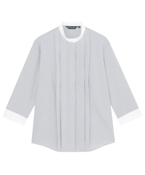 TOKYO SHIRTS(トウキョウシャツ)の「【吸水速乾】【COFREX】スタンド クレリック ブラウス 七分袖 レディースデザインシャツ(シャツ/ブラウス・レディース・グレー・M/L/LL/XL/S)」の1枚目の写真
