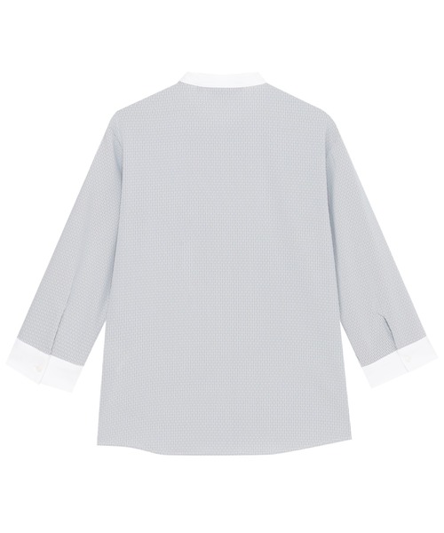 TOKYO SHIRTS(トウキョウシャツ)の「【吸水速乾】【COFREX】スタンド クレリック ブラウス 七分袖 レディースデザインシャツ(シャツ/ブラウス・レディース・グレー・M/L/LL/XL/S)」の5枚目の写真