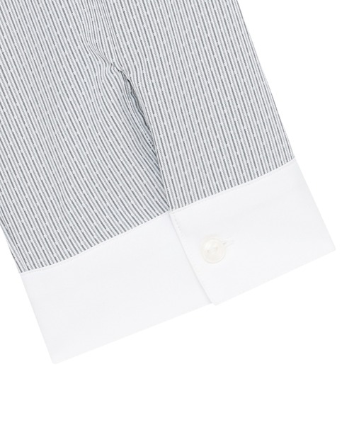 TOKYO SHIRTS(トウキョウシャツ)の「【吸水速乾】【COFREX】スタンド クレリック ブラウス 七分袖 レディースデザインシャツ(シャツ/ブラウス・レディース・グレー・M/L/LL/XL/S)」の3枚目の写真