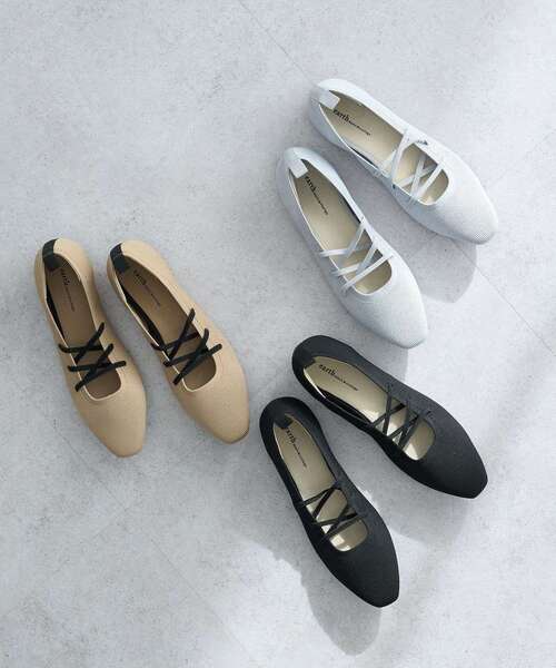 earth music&ecology（アースミュージックアンドエコロジー）の「レースアップニットバレーシューズ（パンプス・レディース・ブラック/ベージュ/グレー・S/L/M）」の11枚目の写真