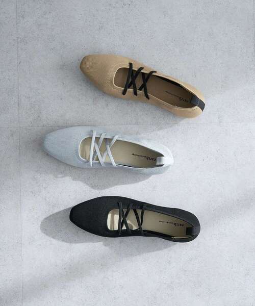 earth music&ecology（アースミュージックアンドエコロジー）の「レースアップニットバレーシューズ（パンプス・レディース・ブラック/ベージュ/グレー・S/L/M）」の12枚目の写真