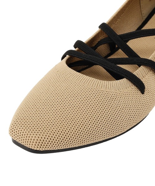 earth music&ecology（アースミュージックアンドエコロジー）の「レースアップニットバレーシューズ（パンプス・レディース・ブラック/ベージュ/グレー・S/L/M）」の7枚目の写真
