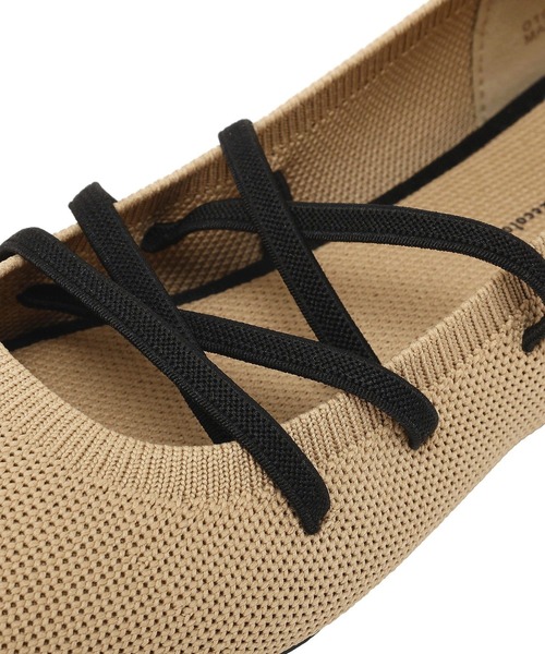 earth music&ecology（アースミュージックアンドエコロジー）の「レースアップニットバレーシューズ（パンプス・レディース・ブラック/ベージュ/グレー・S/L/M）」の8枚目の写真