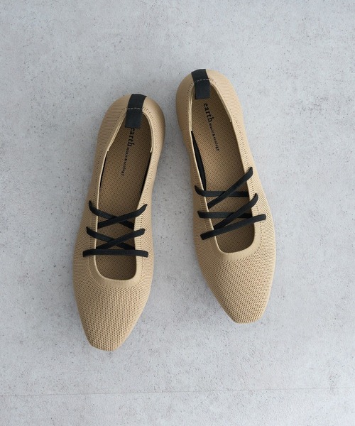 earth music&ecology（アースミュージックアンドエコロジー）の「レースアップニットバレーシューズ（パンプス・レディース・ブラック/ベージュ/グレー・S/L/M）」の6枚目の写真