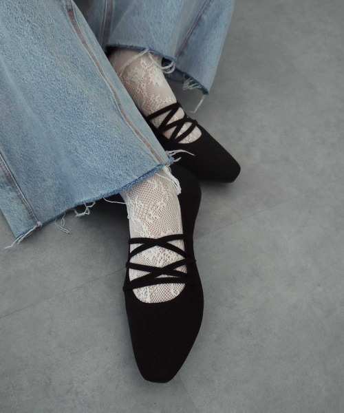 earth music&ecology（アースミュージックアンドエコロジー）の「レースアップニットバレーシューズ（パンプス・レディース・ブラック/ベージュ/グレー・S/L/M）」の22枚目の写真