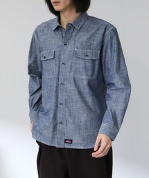 GENUINE Dickies コットンシャンブレー ダブルポケット 長袖ワークシャツ